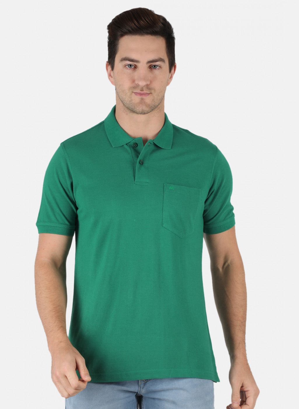 Men Green Plain T-Shirt