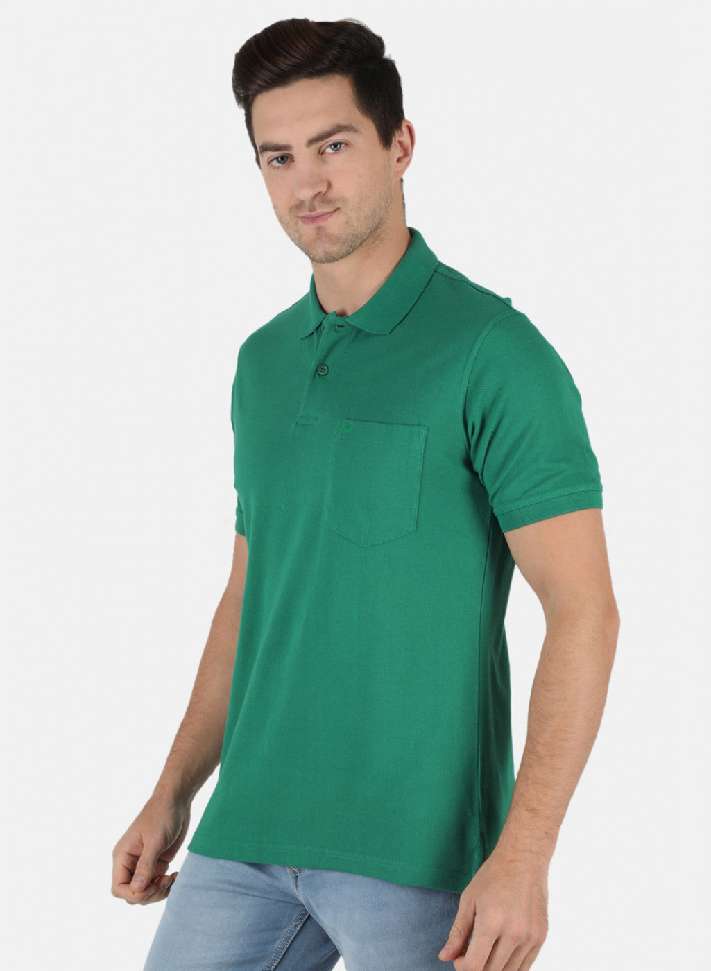 Men Green Plain T-Shirt
