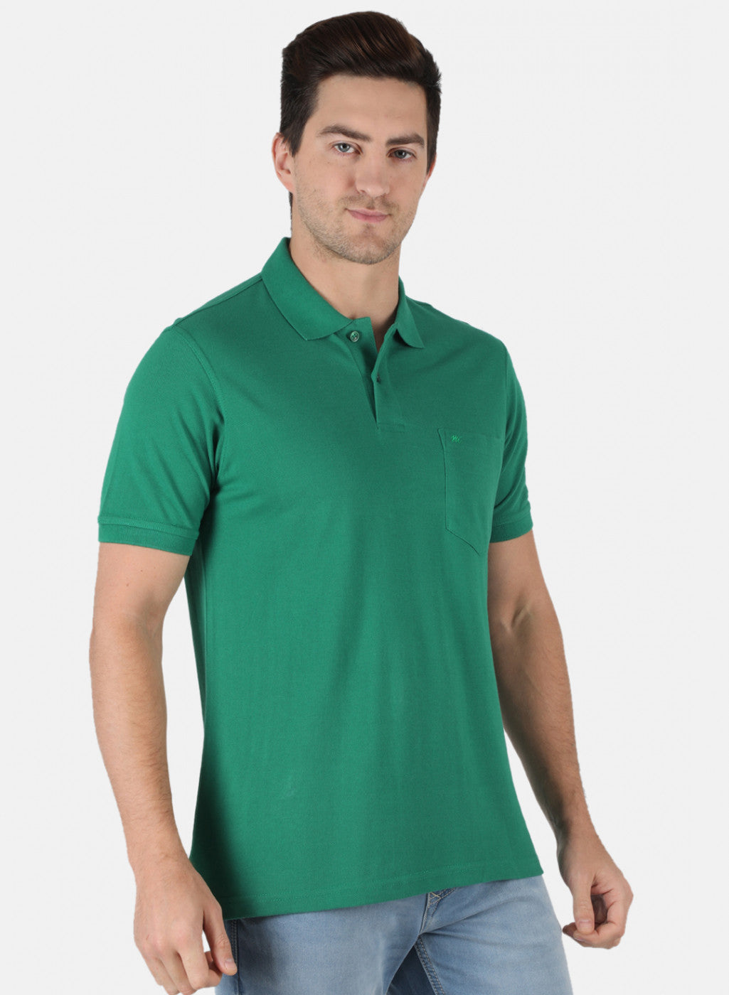 Men Green Plain T-Shirt