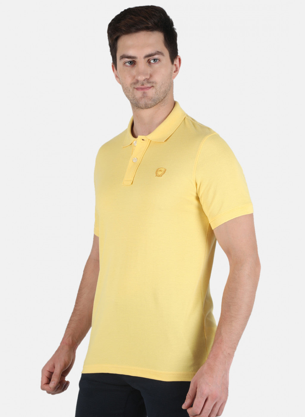 Men Yellow Plain T-Shirt