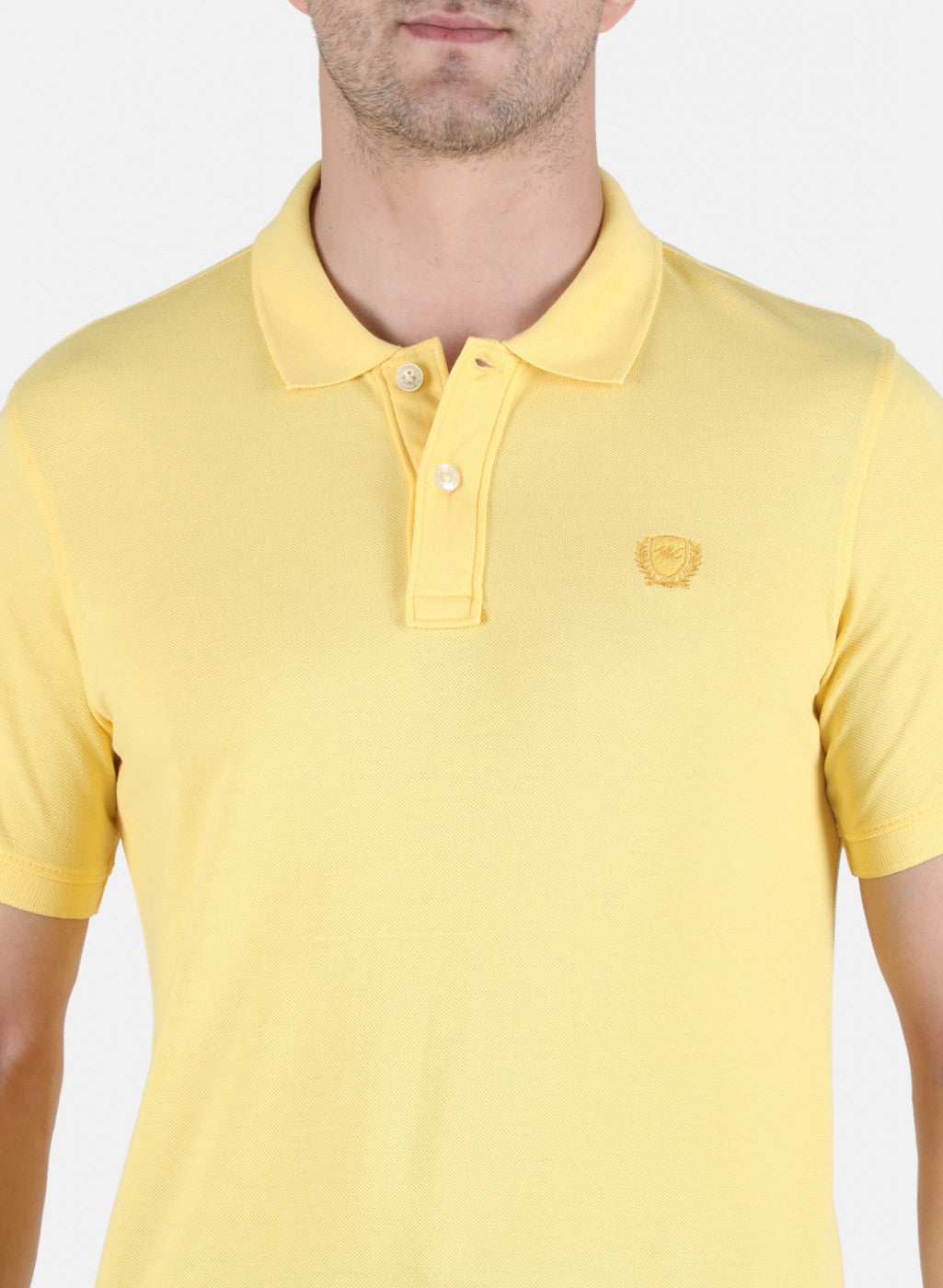 Men Yellow Plain T-Shirt
