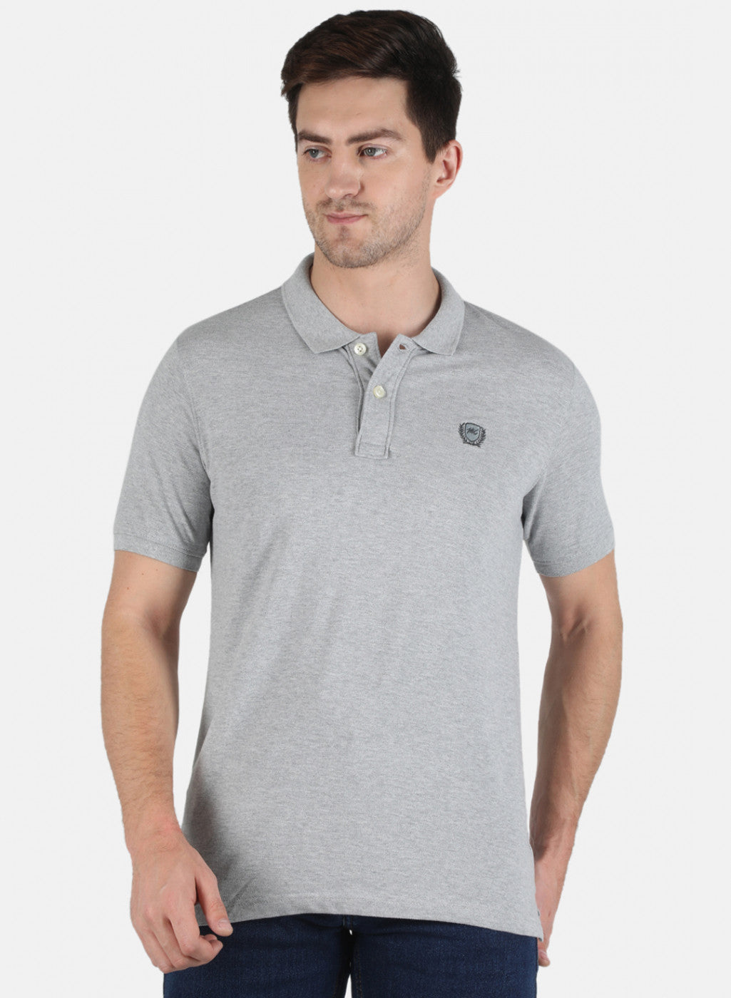 Men Grey Plain T-Shirt