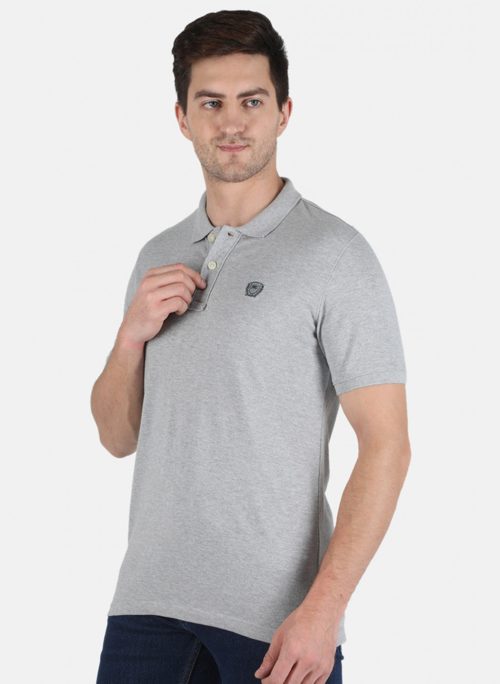 Men Grey Plain T-Shirt