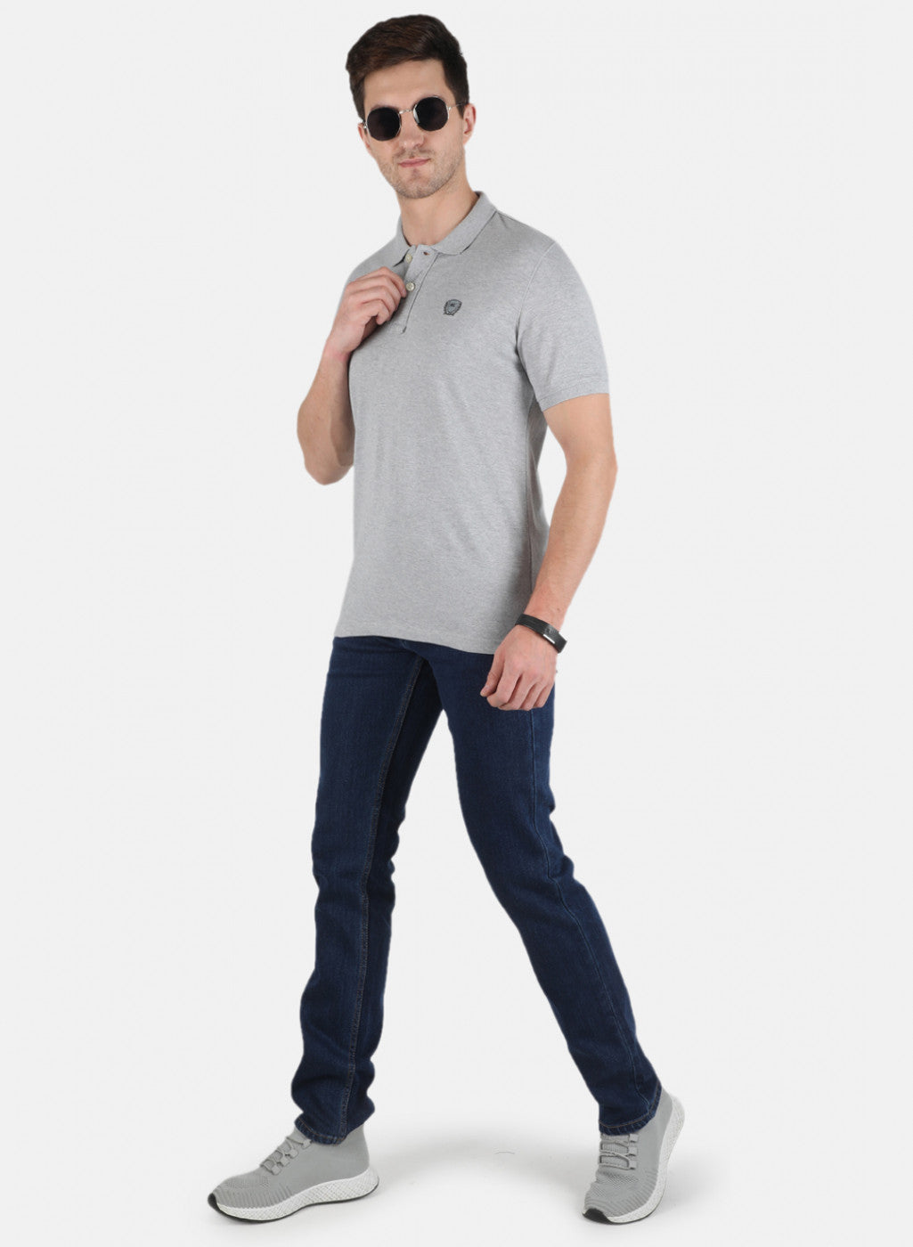 Men Grey Plain T-Shirt