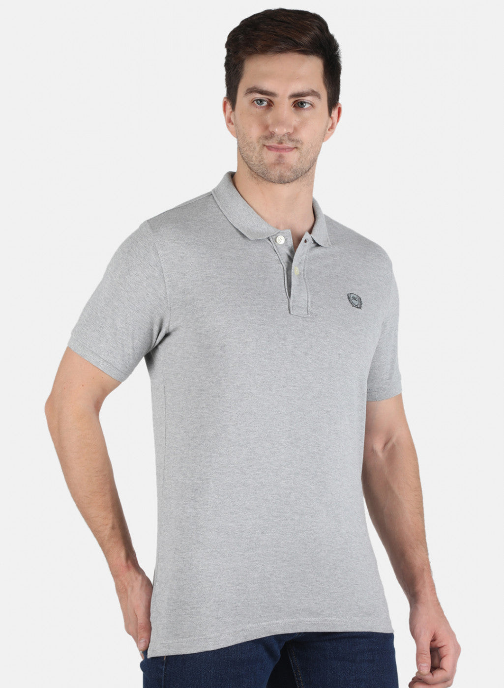 Men Grey Plain T-Shirt