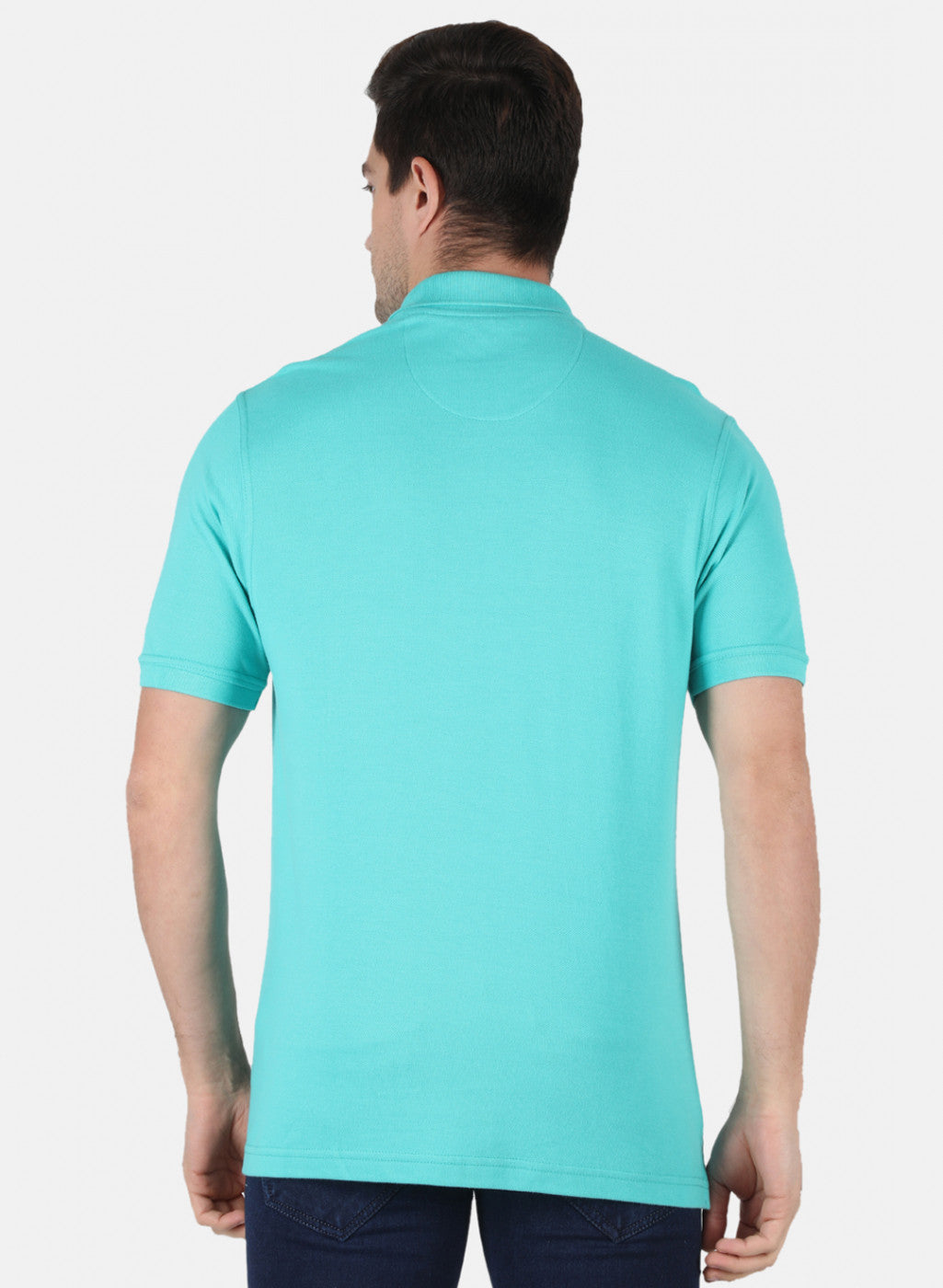 Men Sea Green Plain T-Shirt