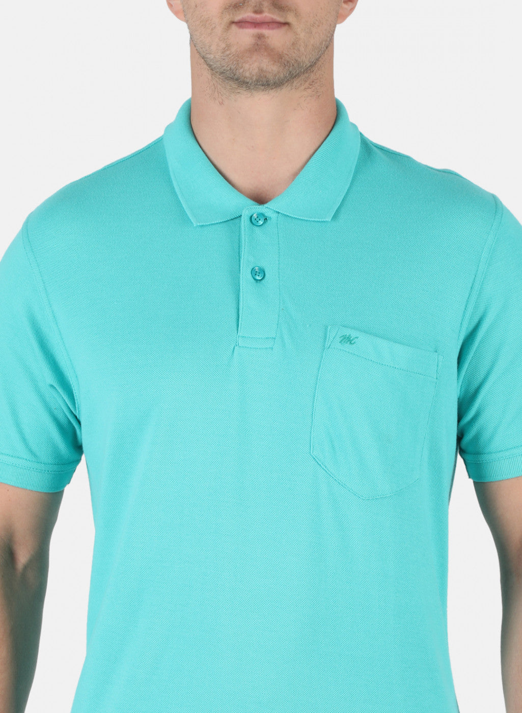 Men Sea Green Plain T-Shirt