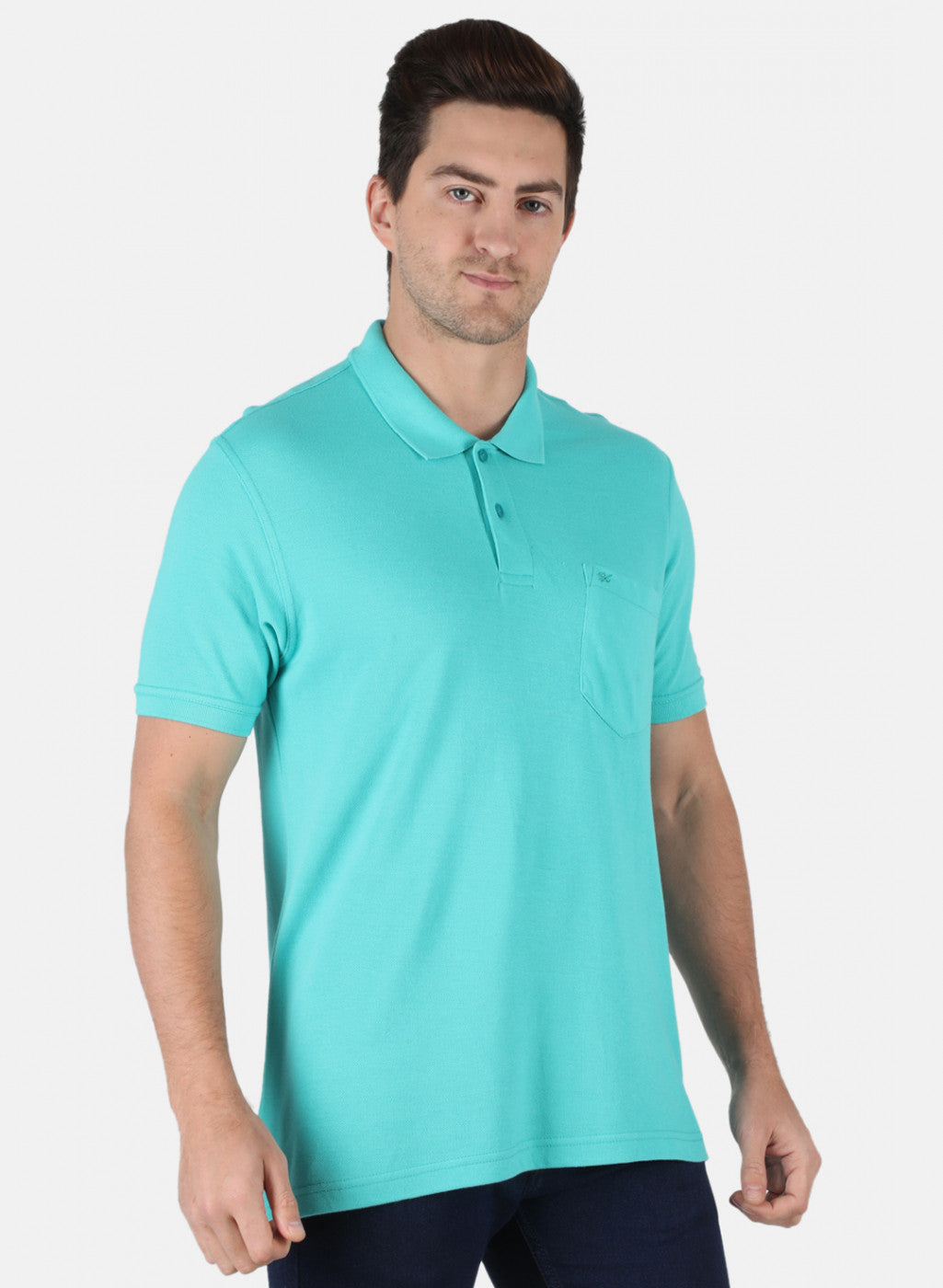 Men Sea Green Plain T-Shirt