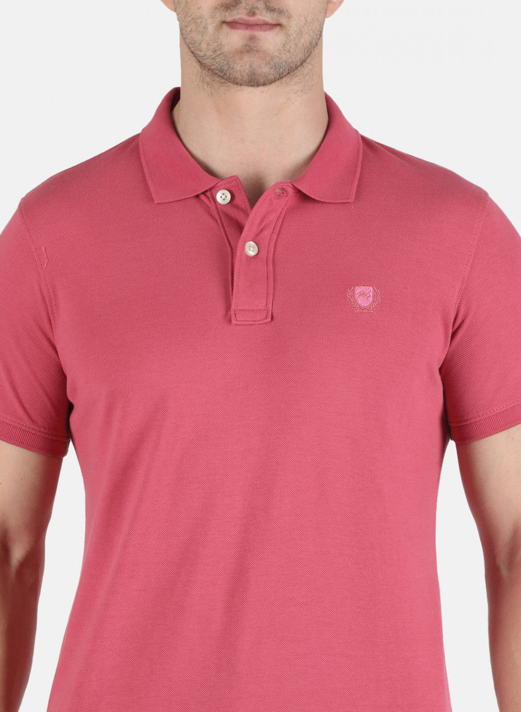 Men Pink Plain T-Shirt