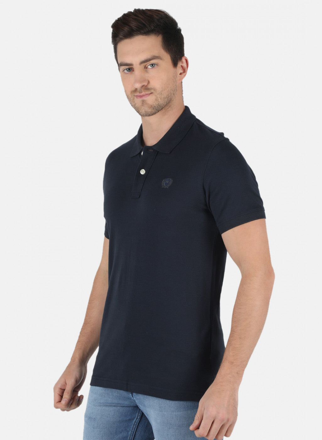 Men NAvy Blue Plain T-Shirt