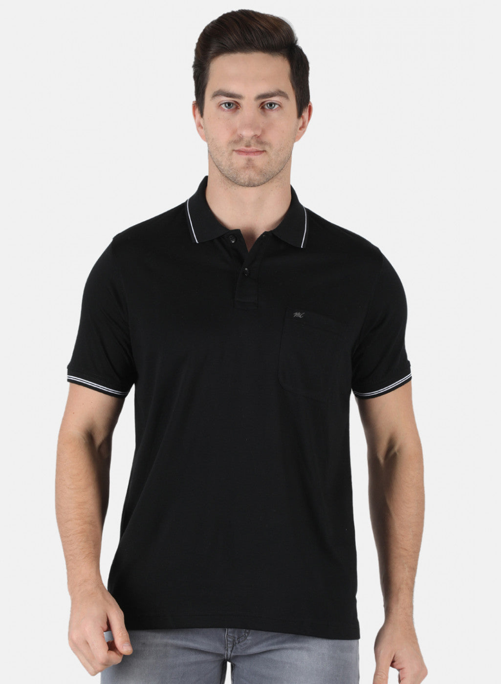 Men Black Plain T-Shirt
