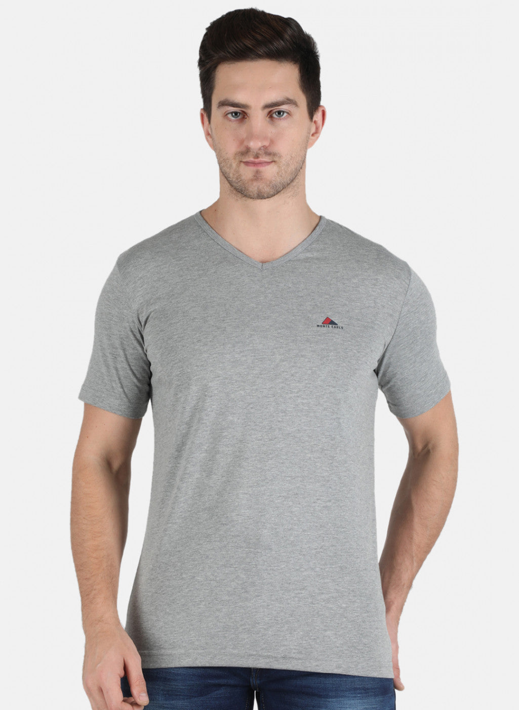 Men Grey Plain T-Shirt