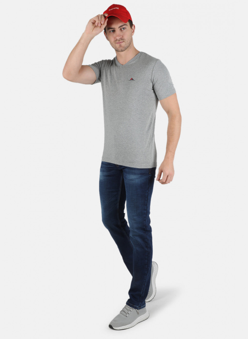 Men Grey Plain T-Shirt