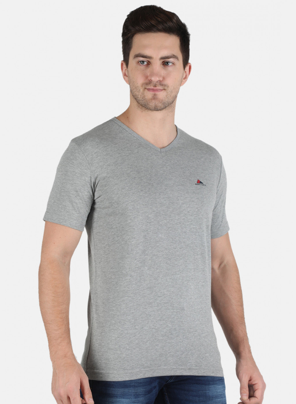 Men Grey Plain T-Shirt