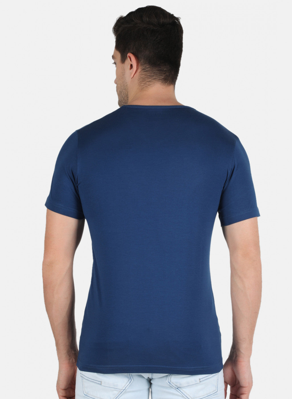 Men Blue Plain T-Shirt