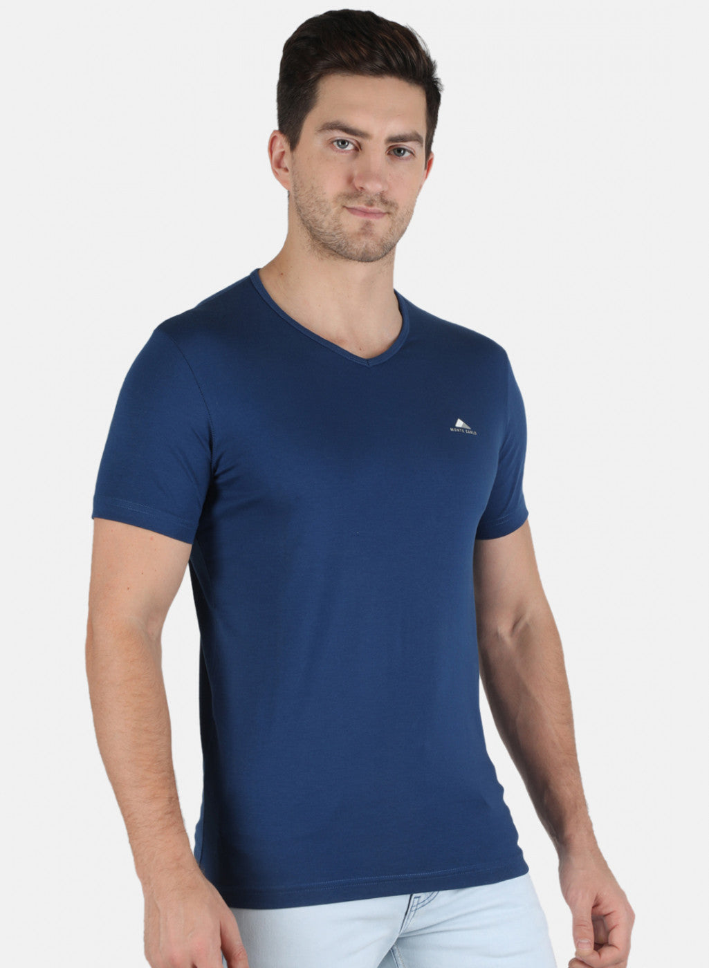 Men Blue Plain T-Shirt