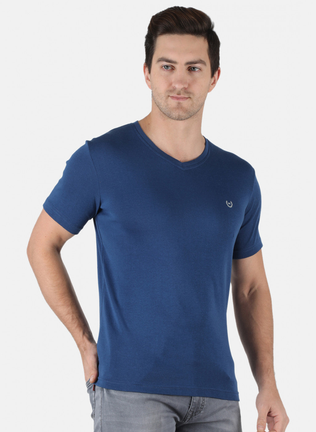 Men Blue Plain T-Shirt