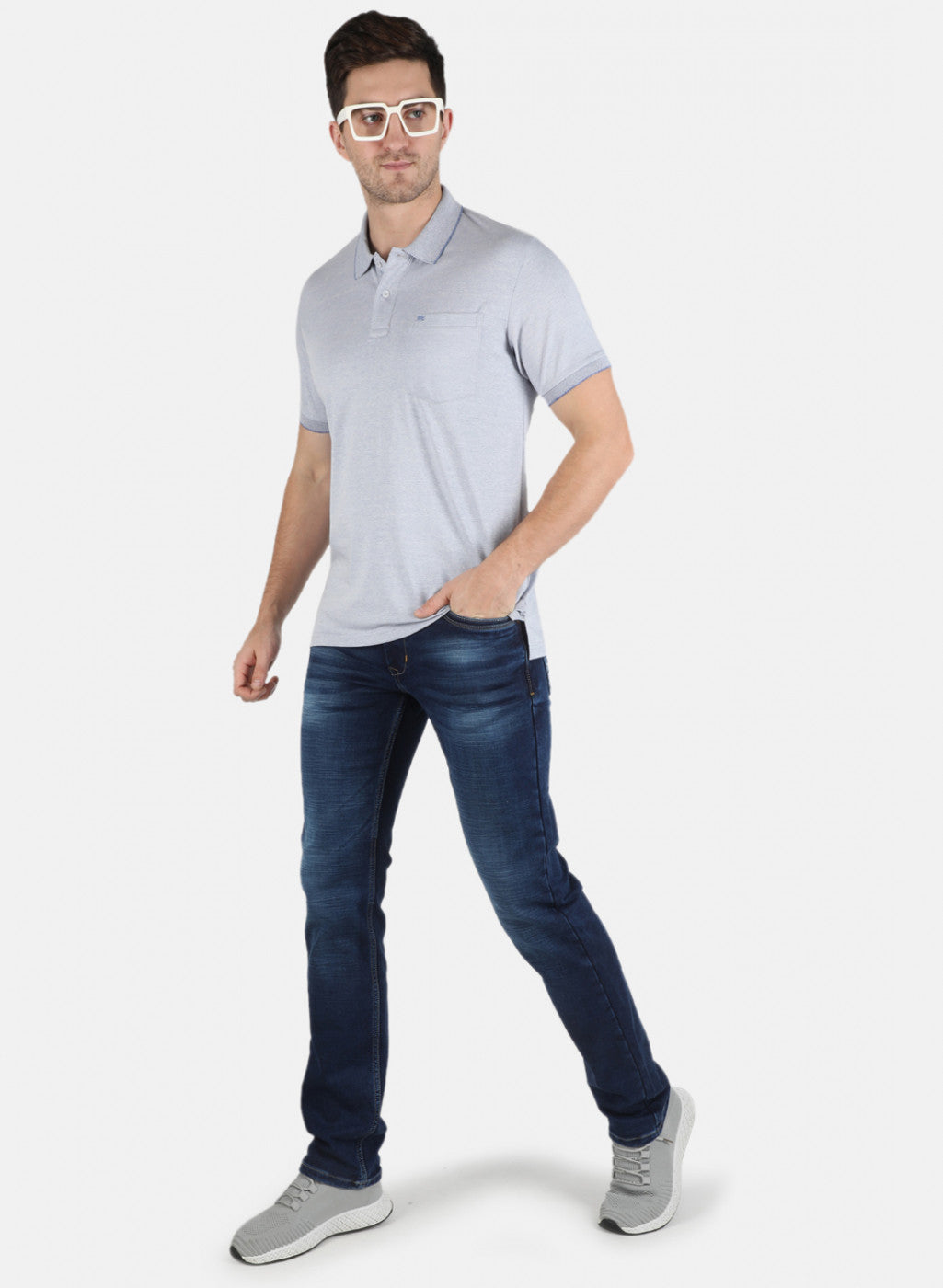 Men Grey Plain T-Shirt