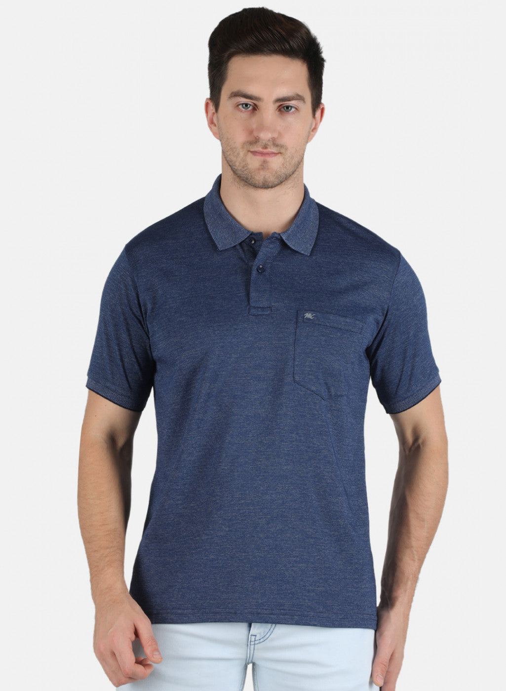 Men Blue Plain T-Shirt