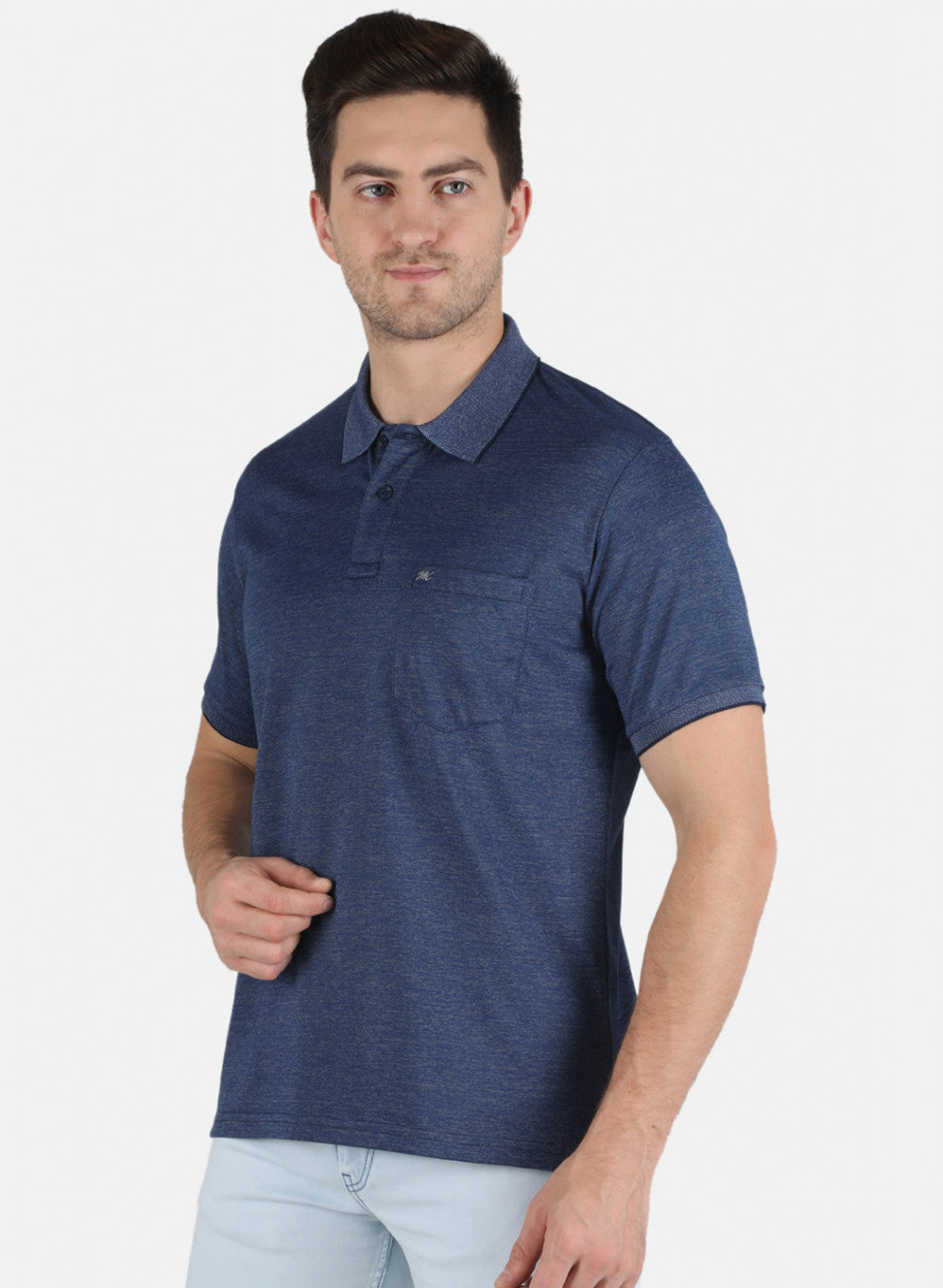 Men Blue Plain T-Shirt