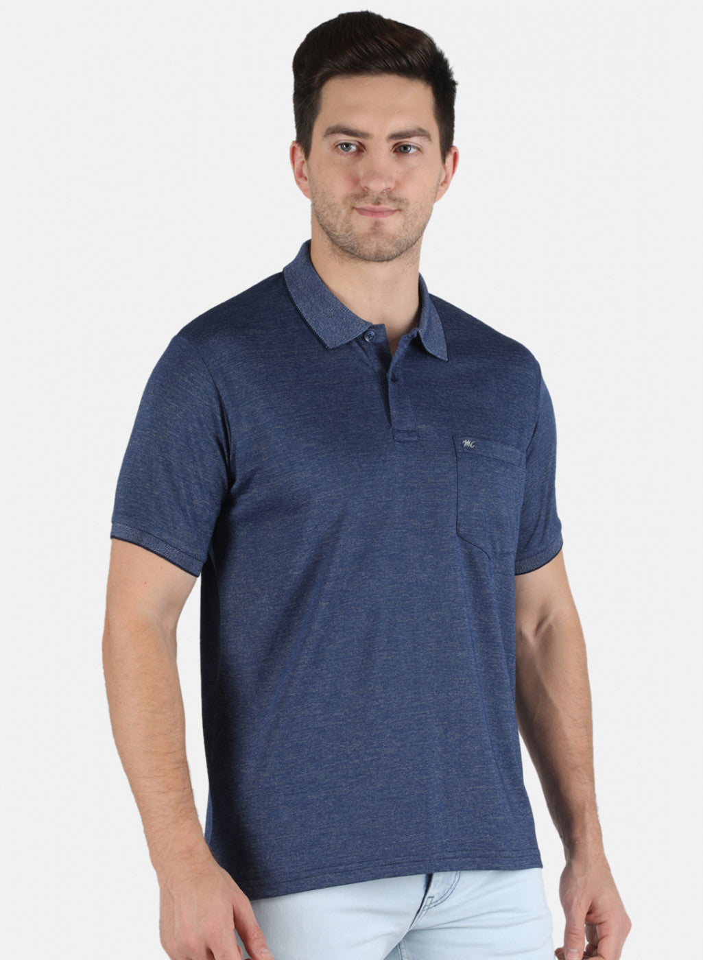 Men Blue Plain T-Shirt