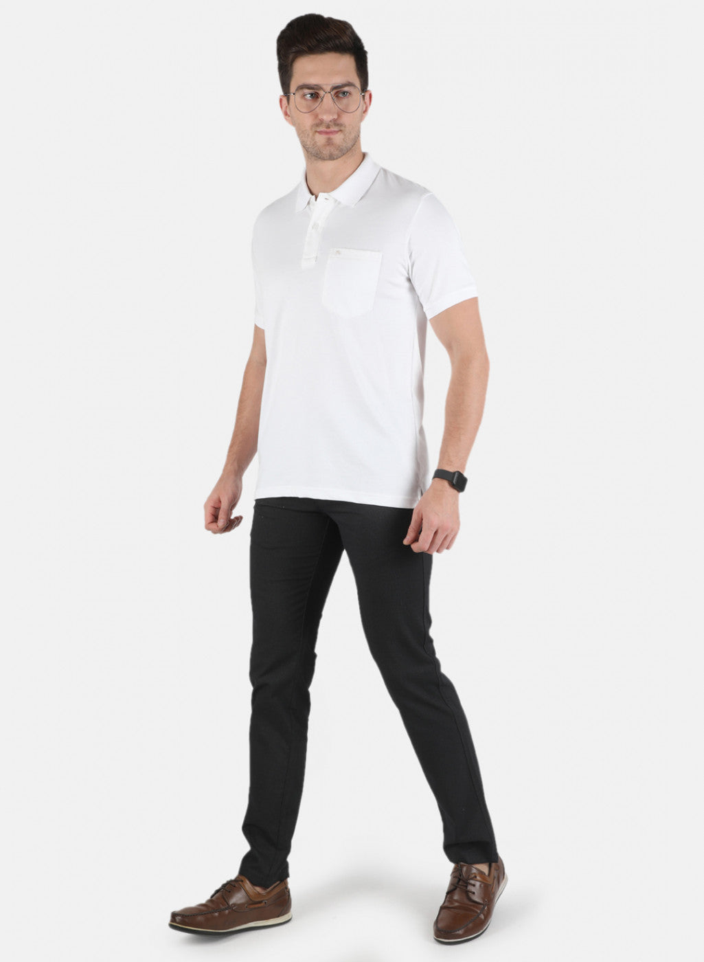 Men White Plain T-Shirt