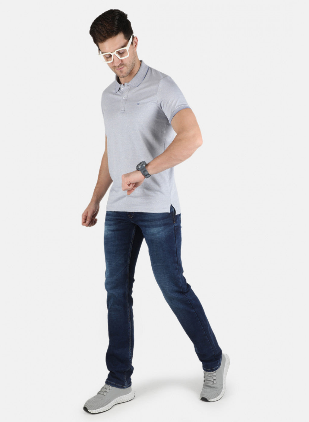 Men Blue Plain T-Shirt