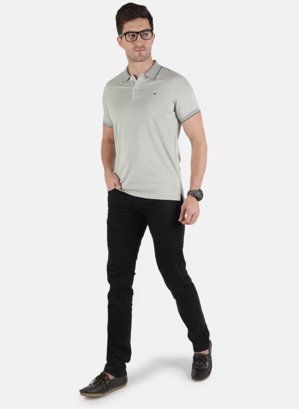 Men Green Plain T-Shirt