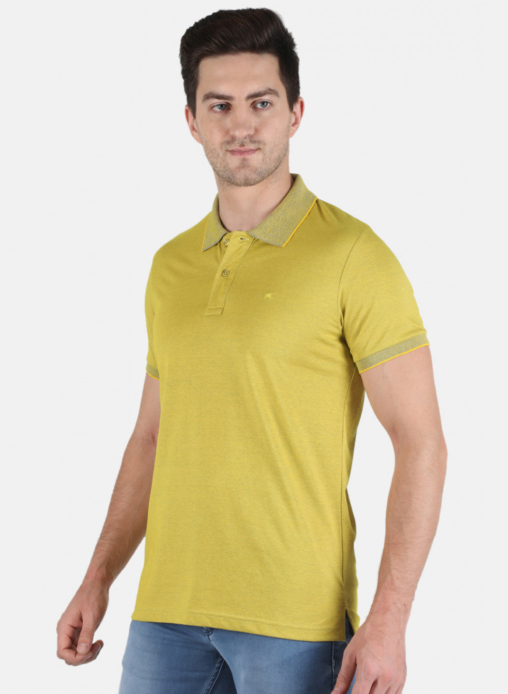 Men Yellow Plain T-Shirt