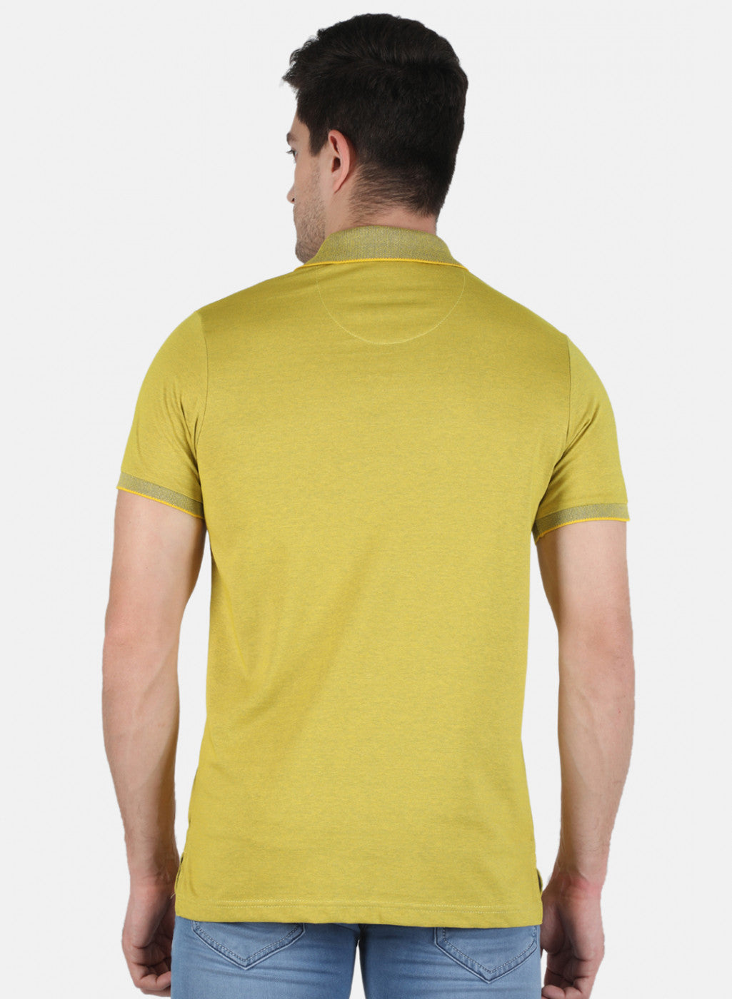 Men Yellow Plain T-Shirt