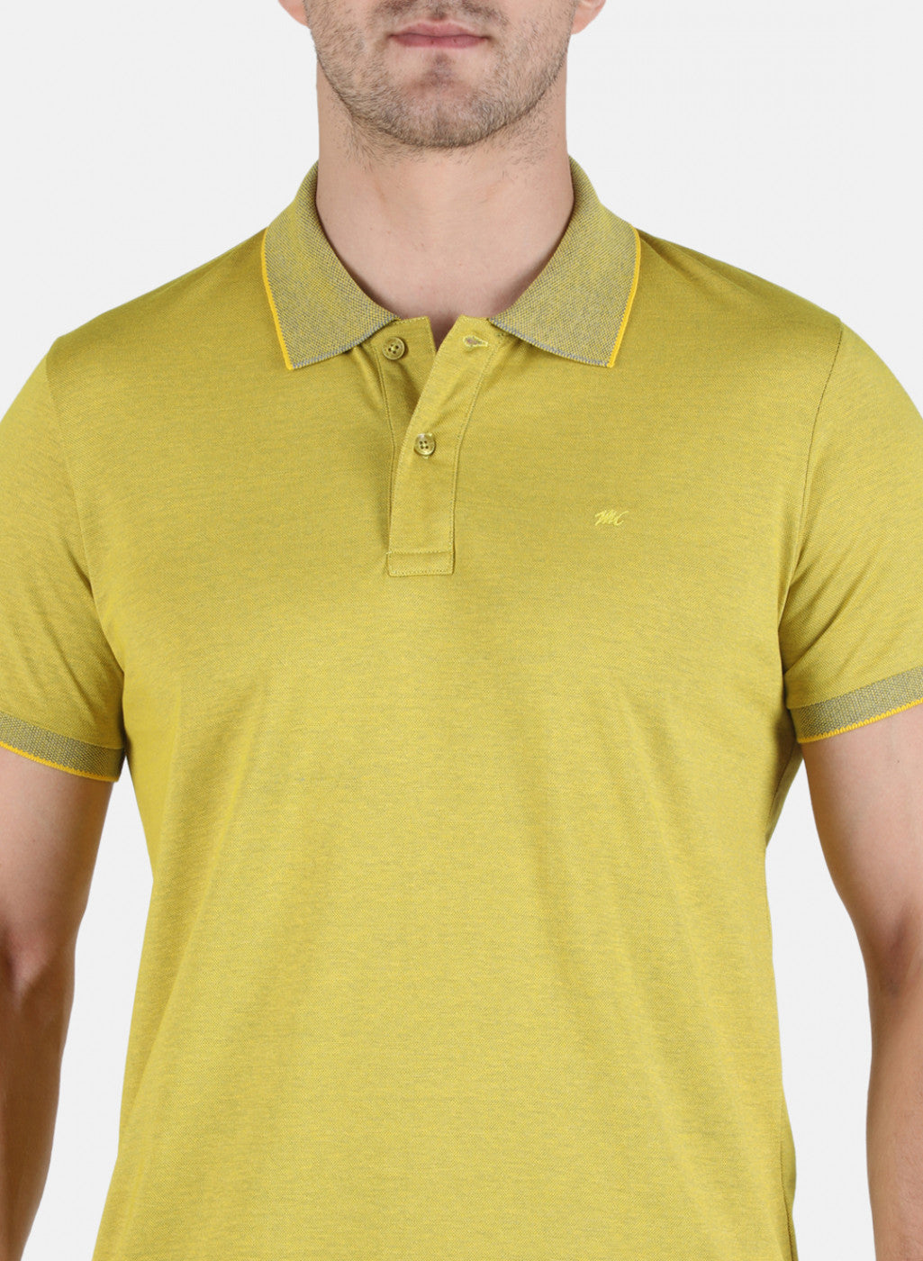 Men Yellow Plain T-Shirt