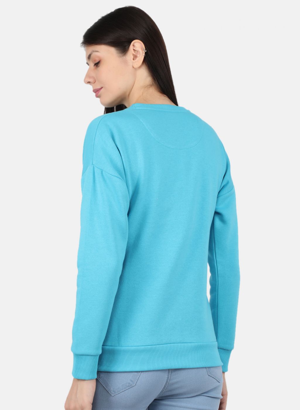 Women Blue Solid Sweatshirt