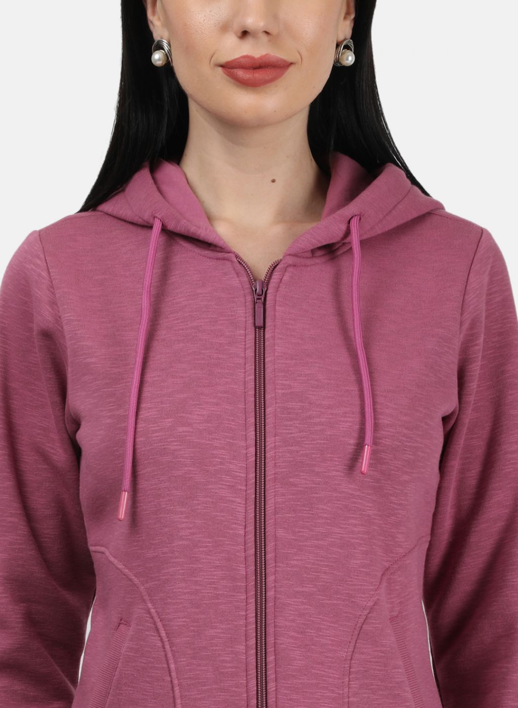 Women Dark Pink Solid Sweatshirt