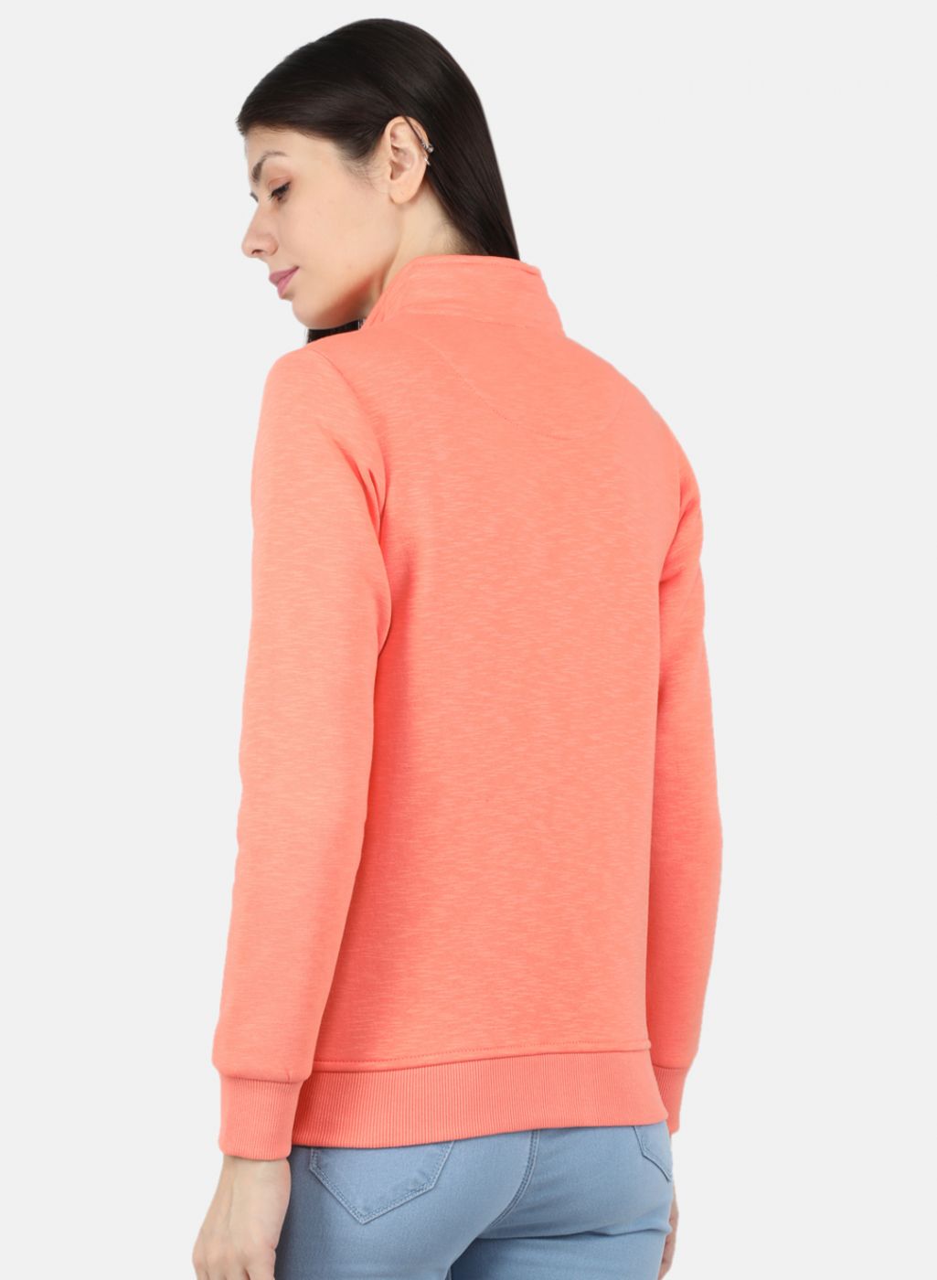 Women Orange Solid Sweatshirt