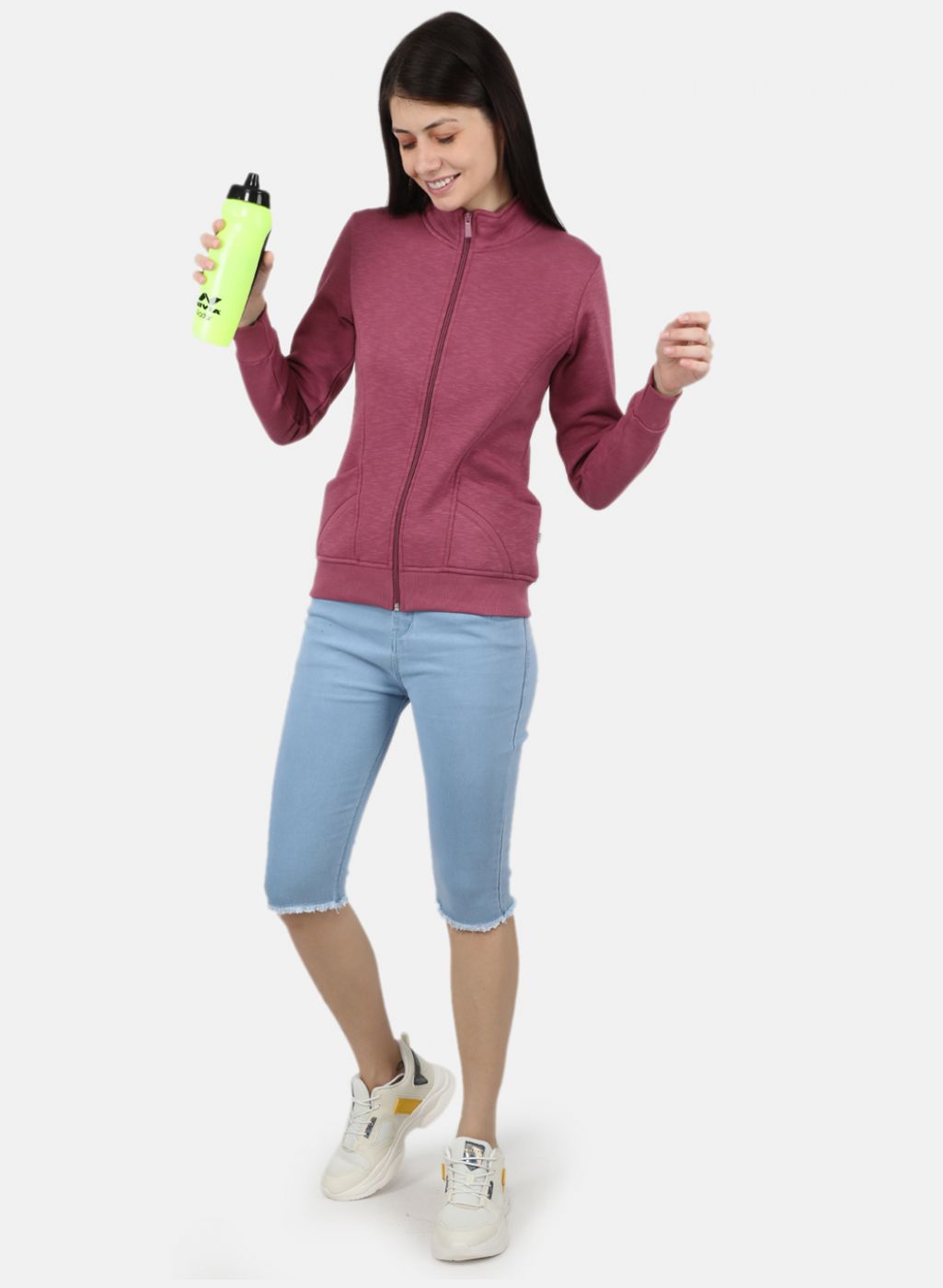 Women Pink Solid Sweatshirt