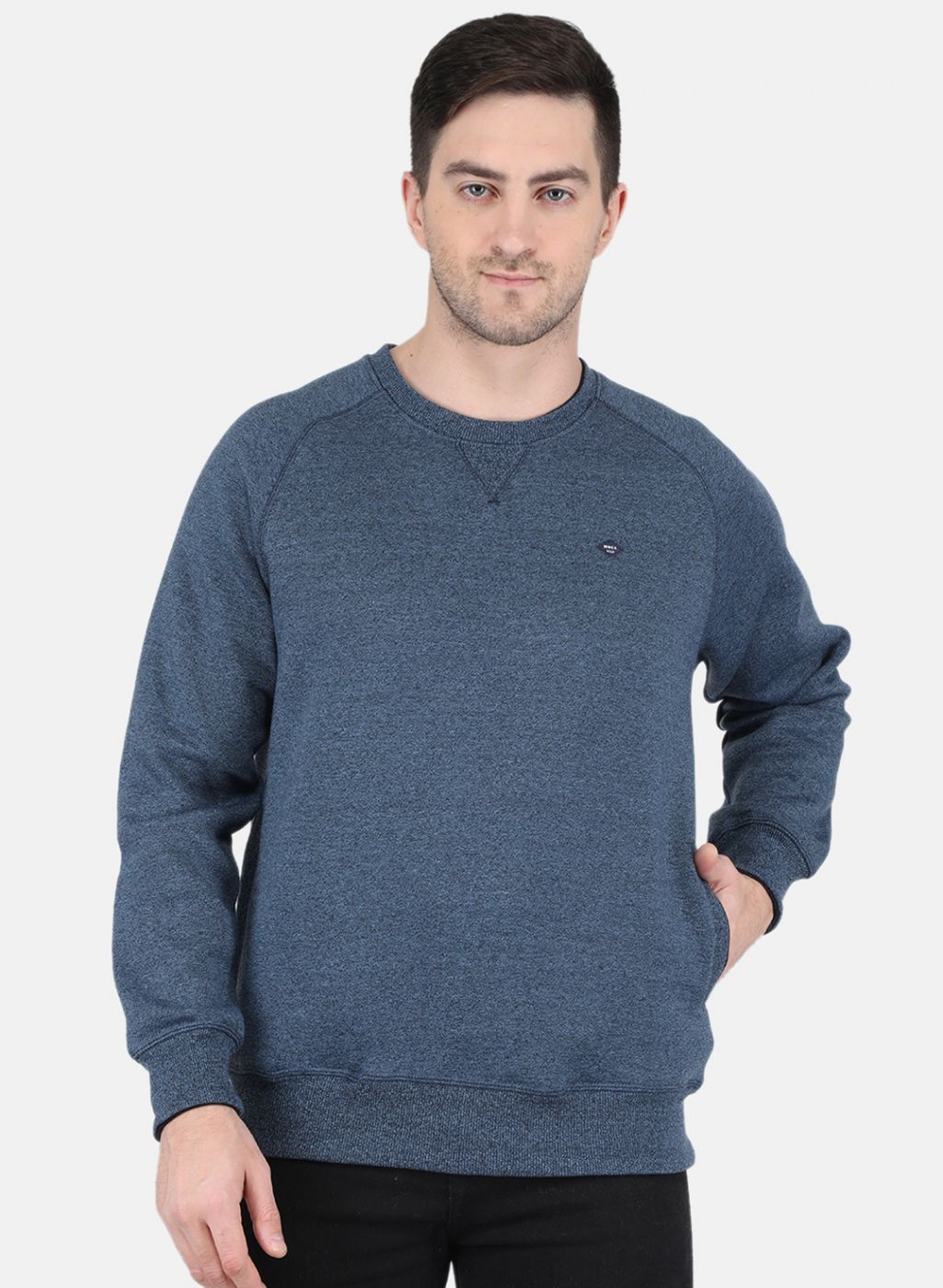 Men Blue Solid Sweatshirt