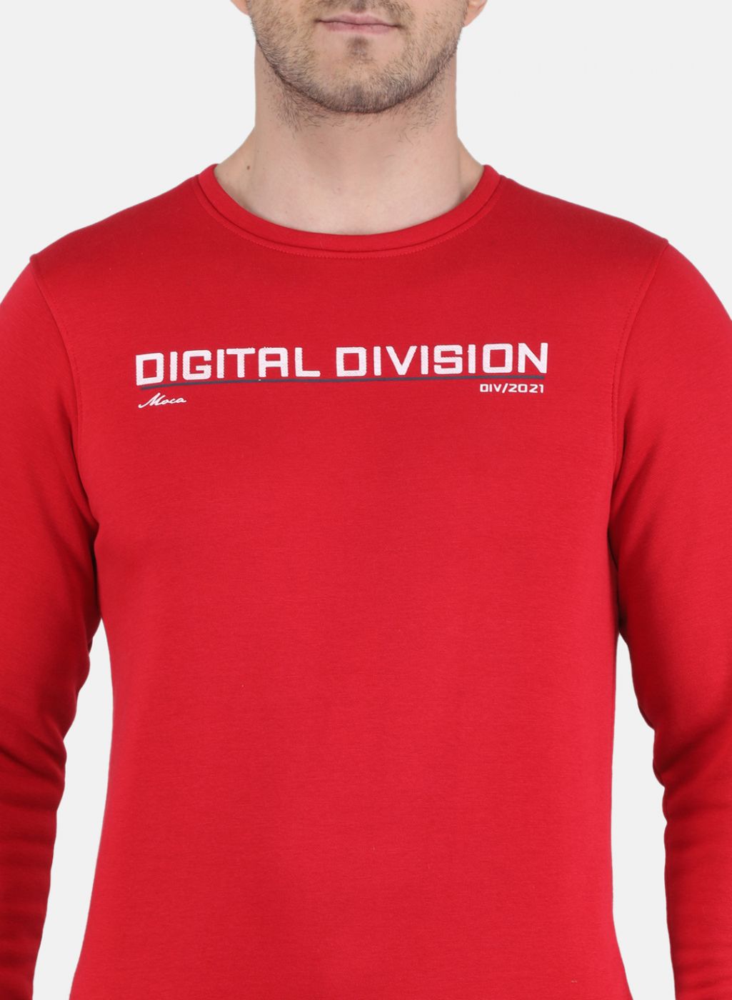 Men Red Solid Sweatshirt