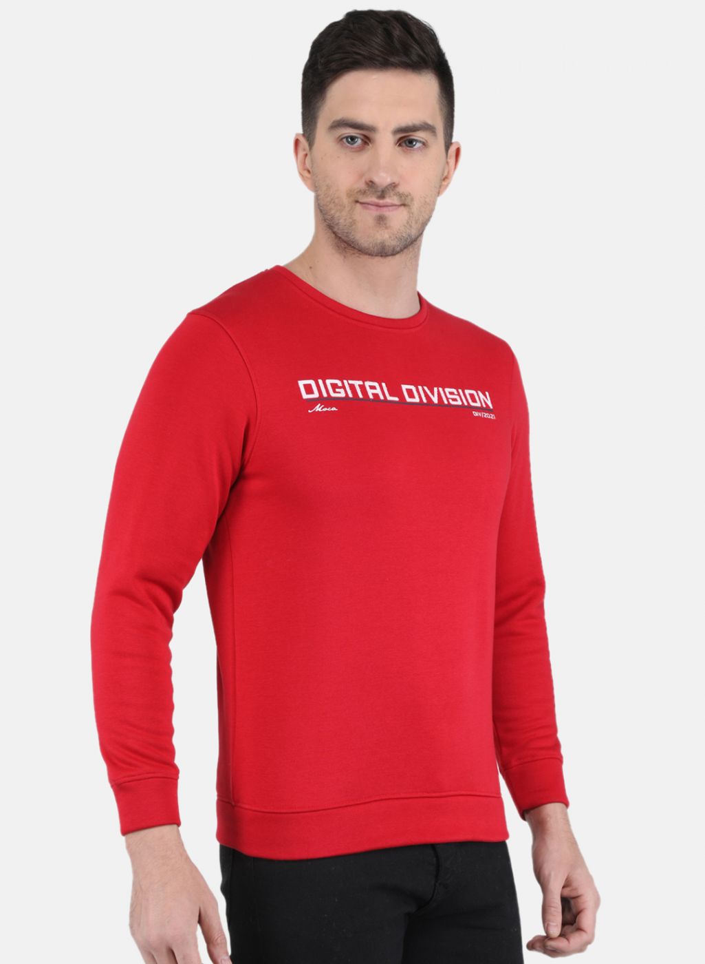 Men Red Solid Sweatshirt