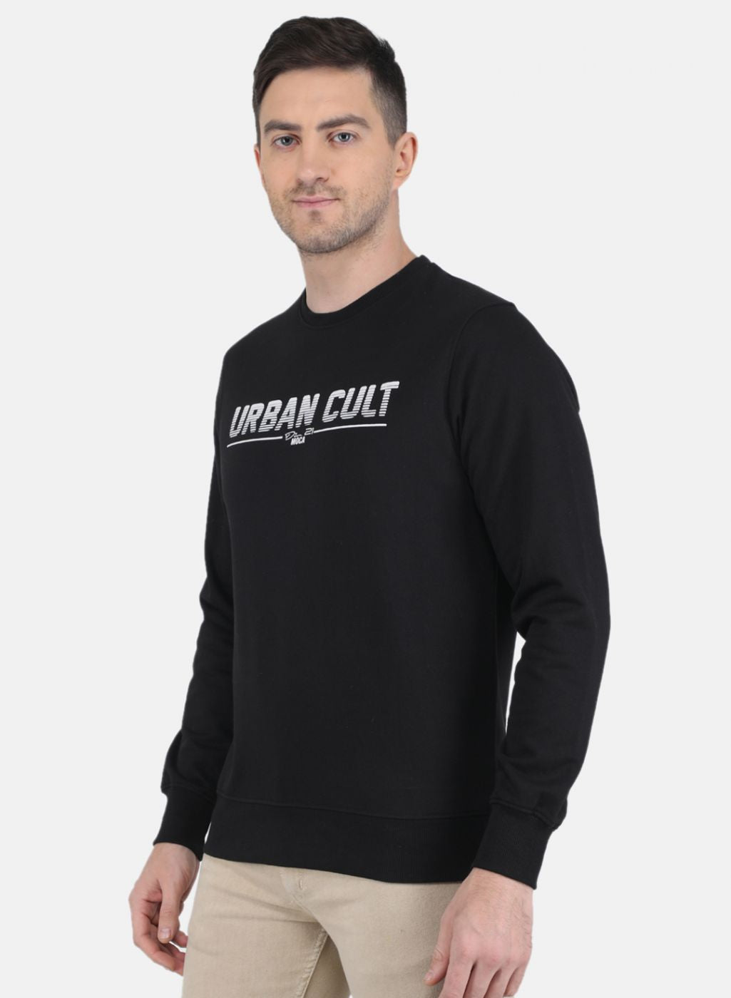 Men Black Solid Sweatshirt