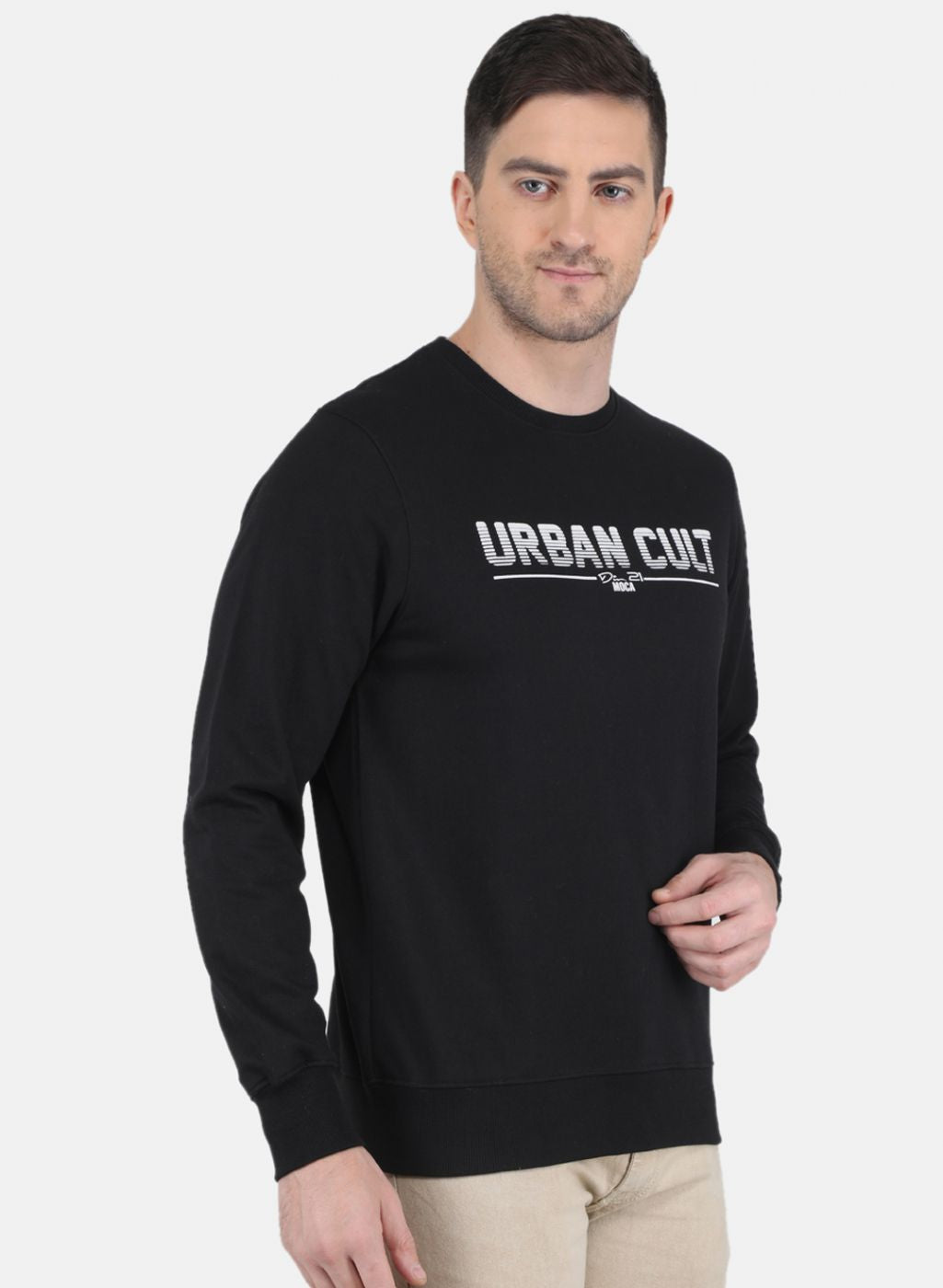 Men Black Solid Sweatshirt