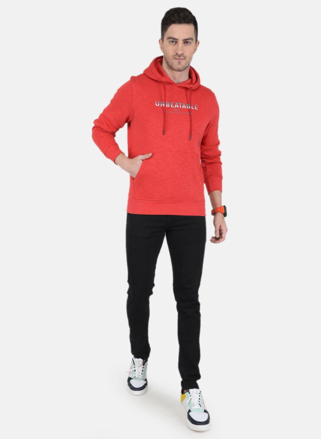 Men Orange Solid Sweatshirt