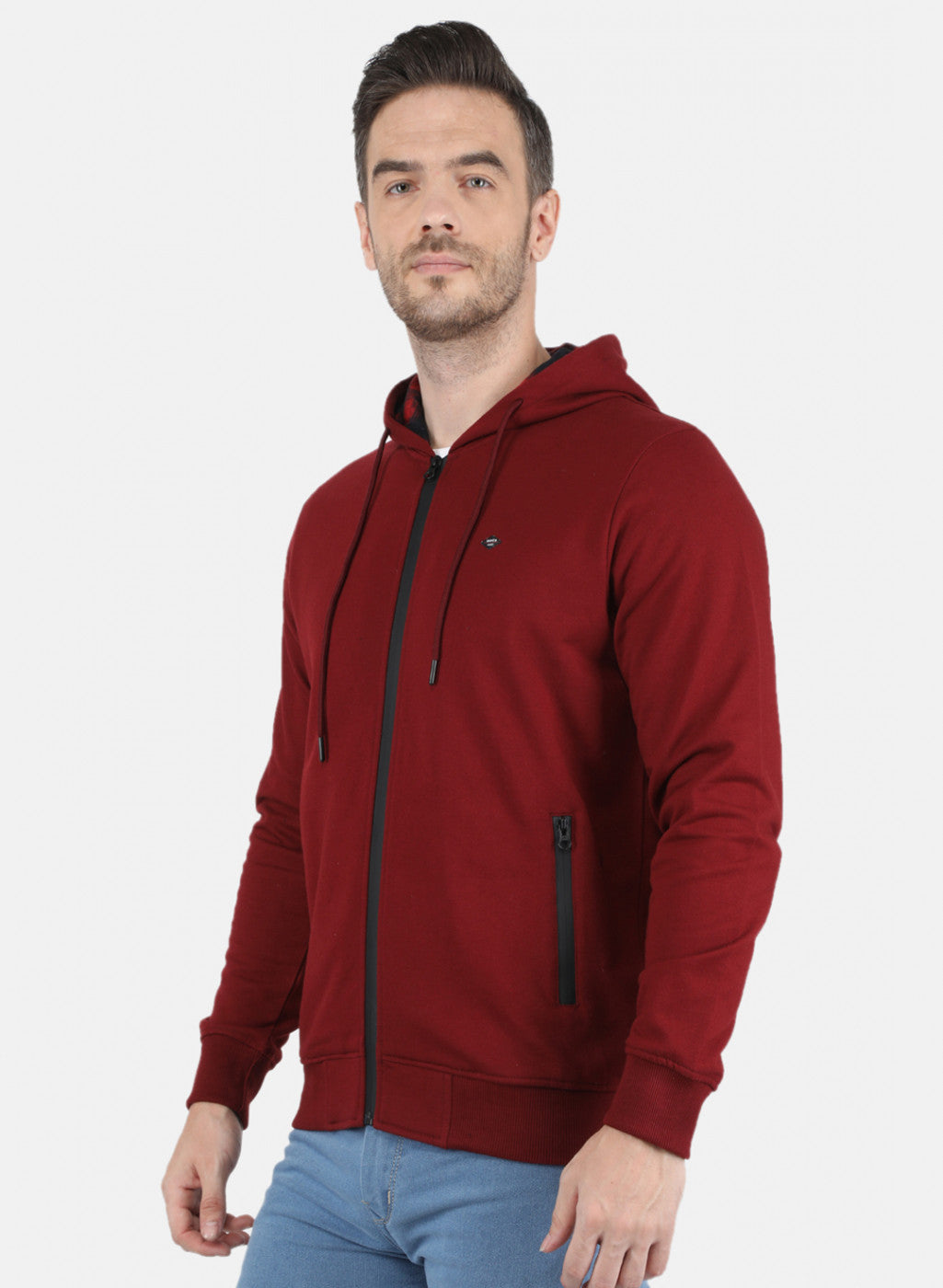 Men Maroon Solid Sweatshirt
