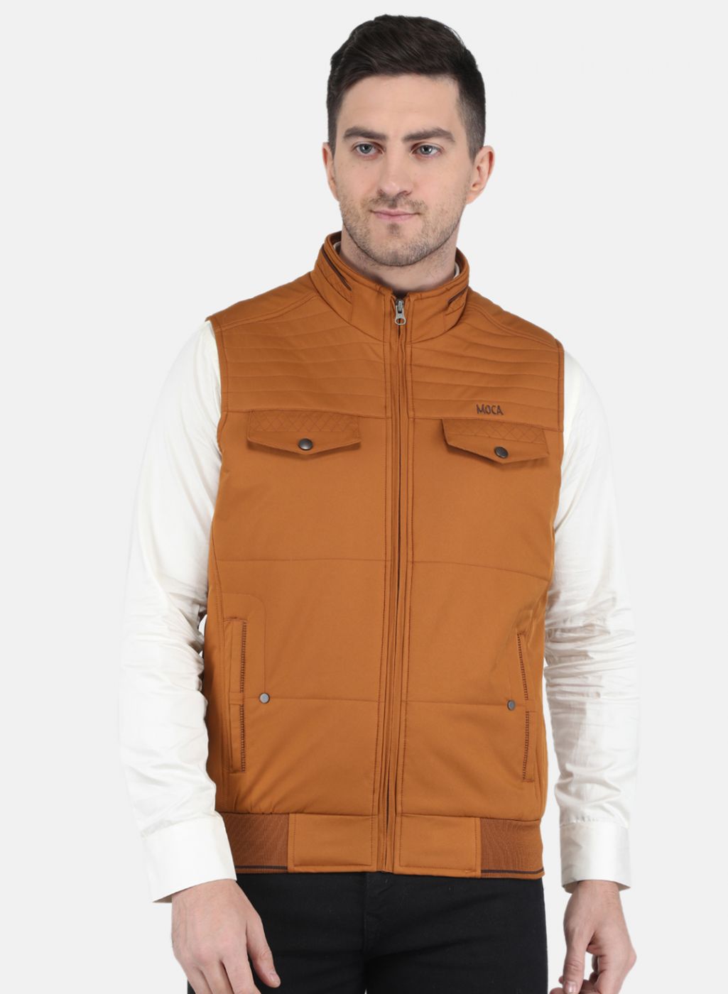 Men Brown Solid Jacket