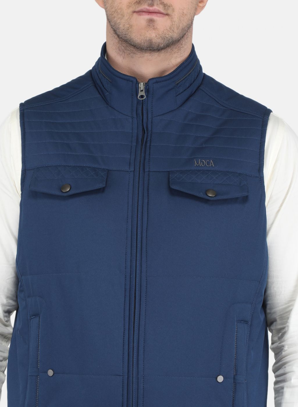 Men NAvy Blue Solid Jacket