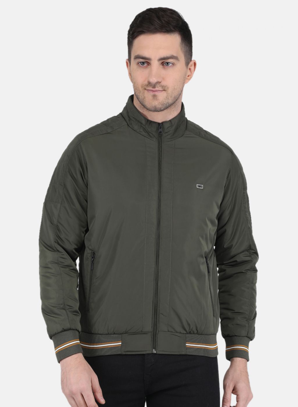 Men Olive Solid Jacket