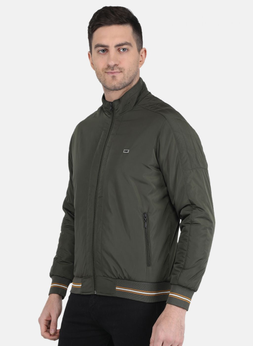 Men Olive Solid Jacket