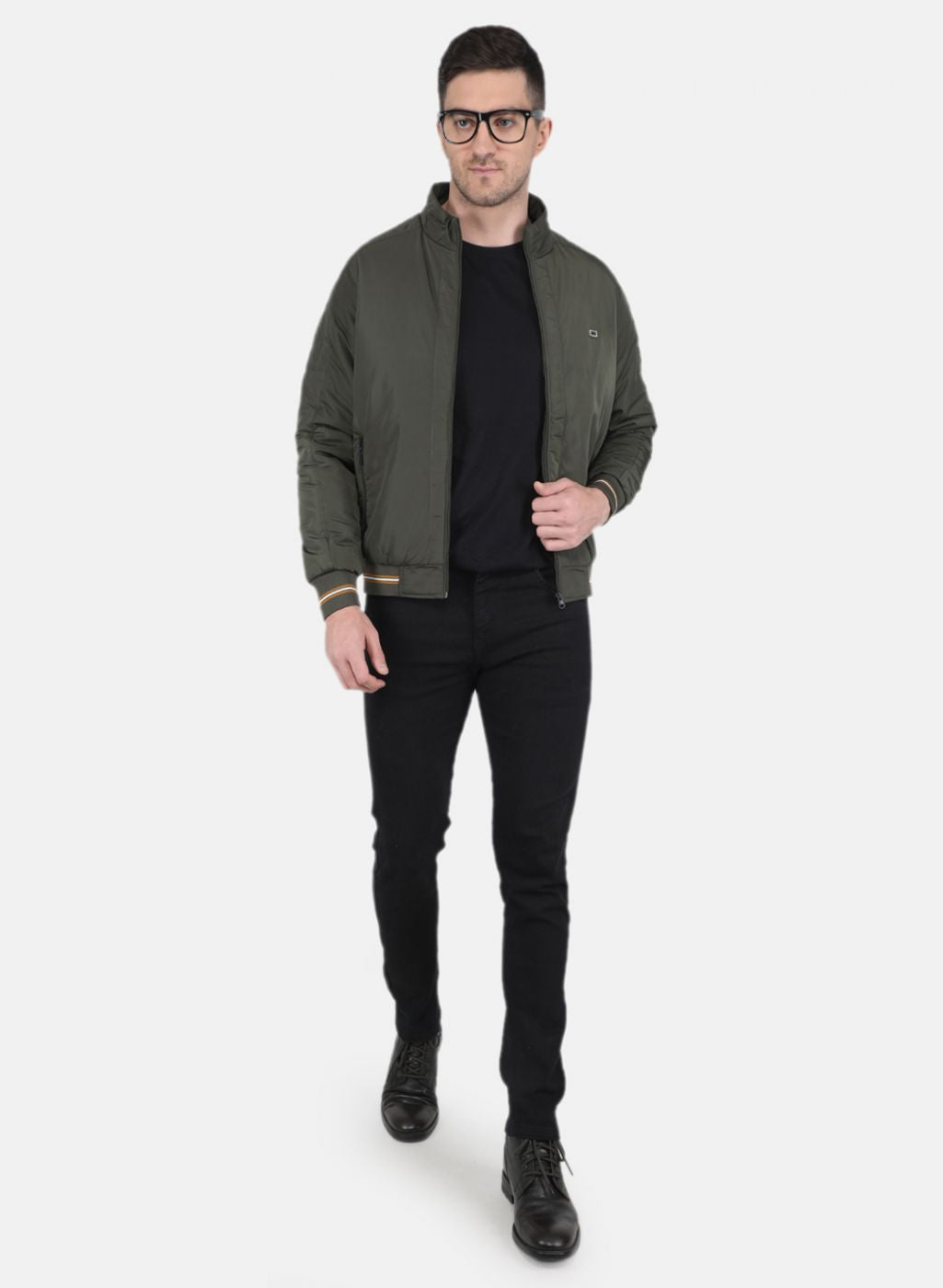Men Olive Solid Jacket