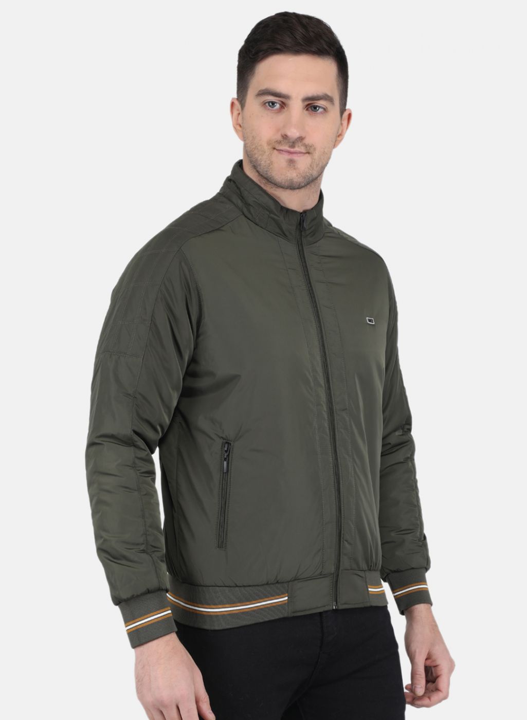 Men Olive Solid Jacket