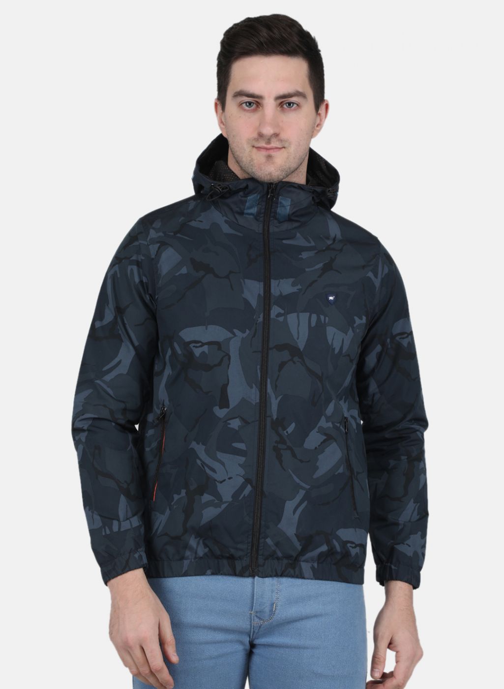 Men Blue Solid Jacket