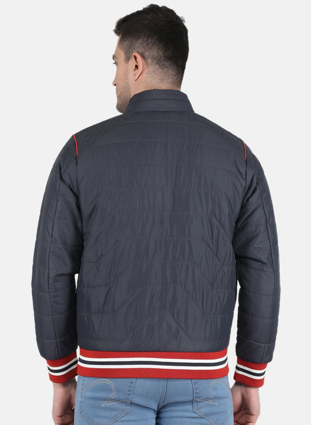 Men NAvy Blue Solid Jacket